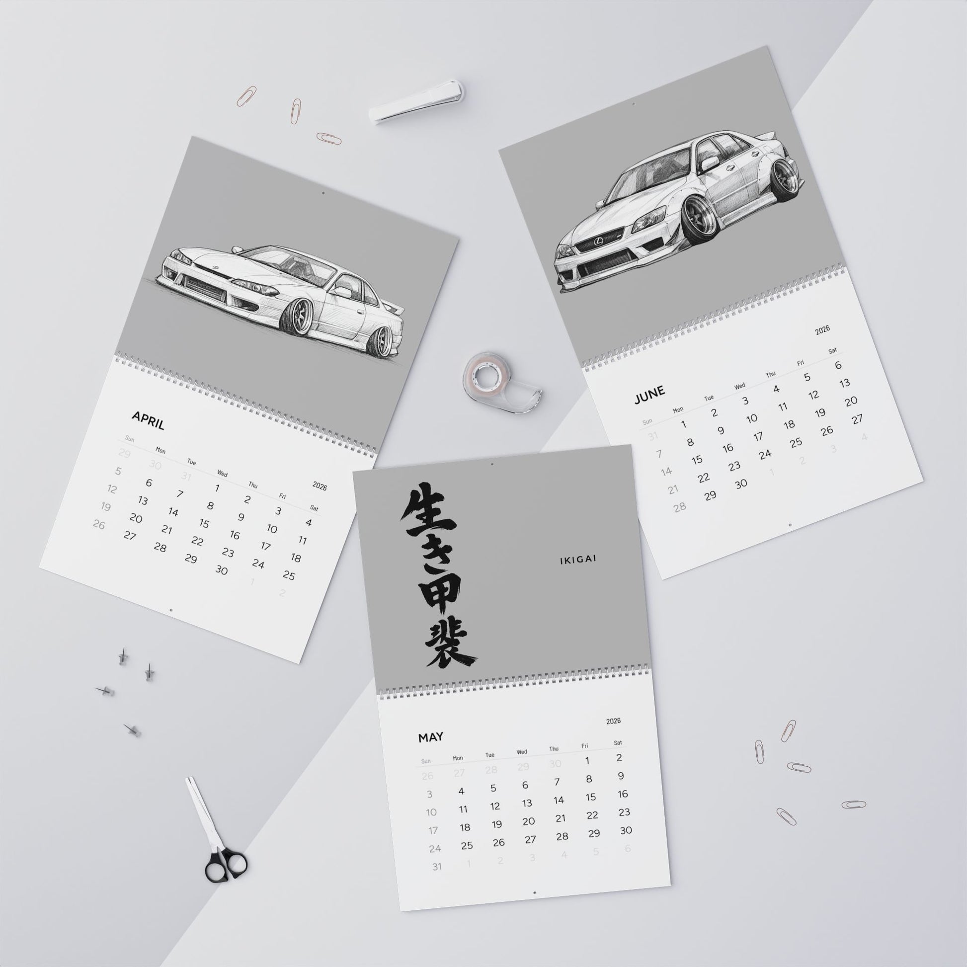 2026 "Limiter Cut" Wall Calendar – Illustrated JDM Sports Cars