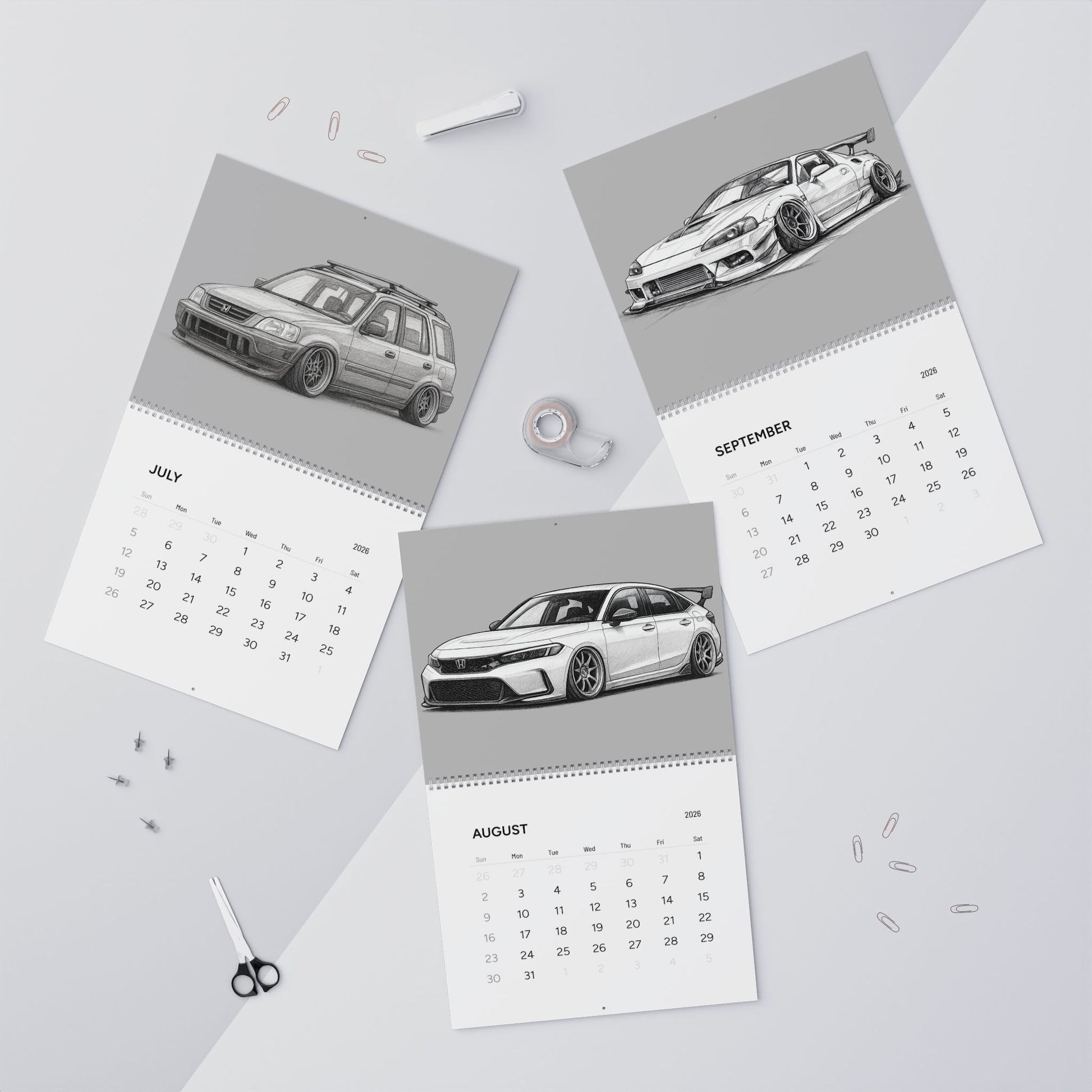 2026 "Limiter Cut" Wall Calendar – Illustrated JDM Sports Cars