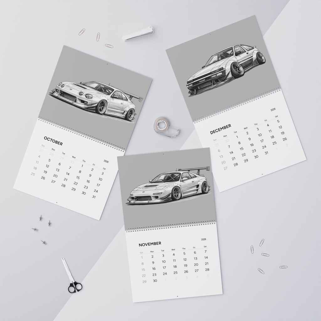 2026 "Limiter Cut" Wall Calendar – Illustrated JDM Sports Cars
