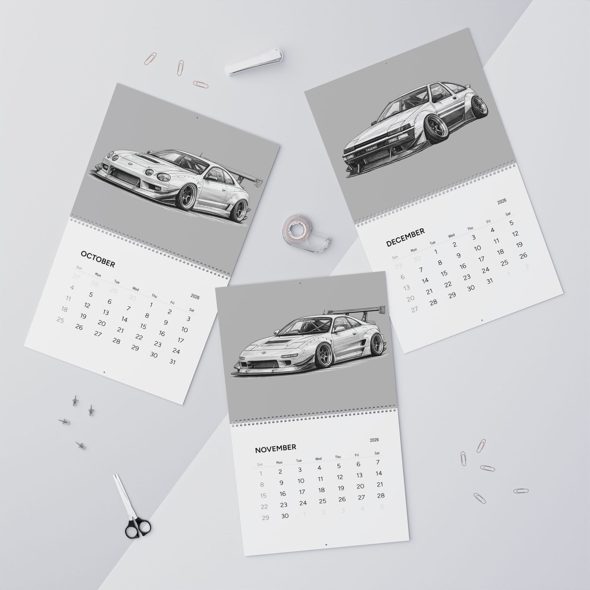 2026 "Limiter Cut" Wall Calendar – Illustrated JDM Sports Cars