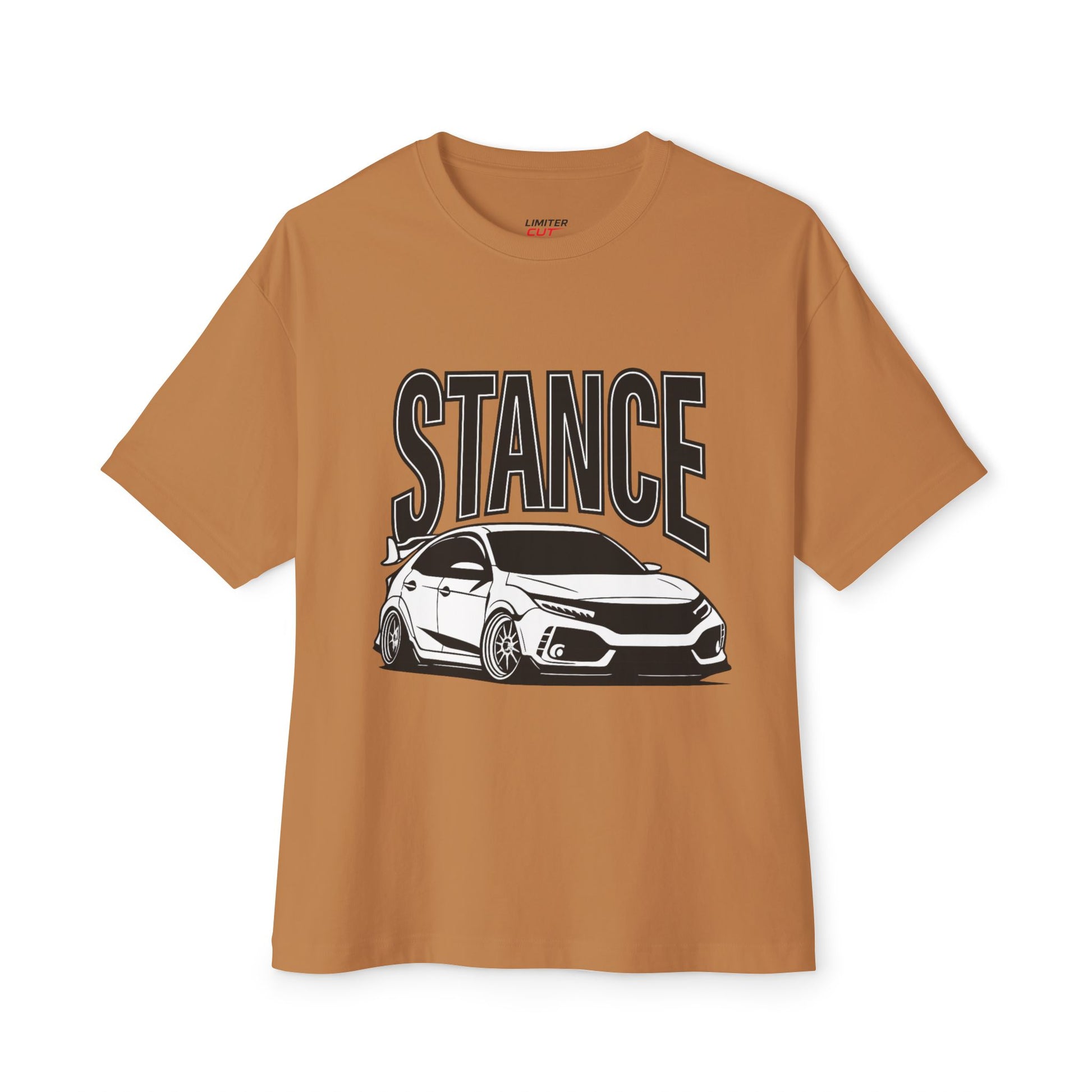 Brown t-shirt with 'STANCE' and Civic Type R graphic on a white background