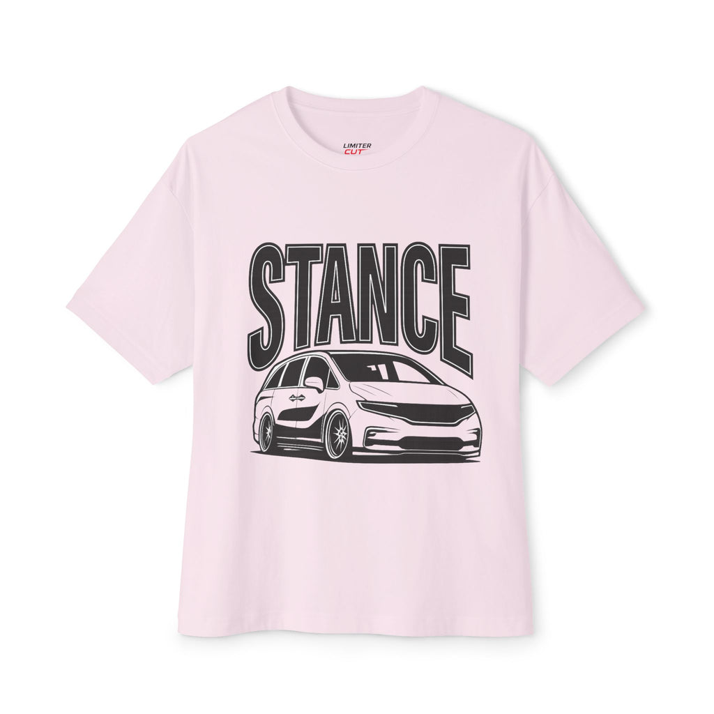 Pink t-shirt with 'STANCE' and slammed Honda Odyssey graphic on a white background