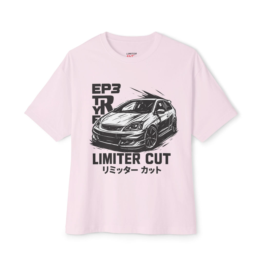 Pink t-shirt with Honda Civic EP3 Type R graphic and text(English and Japanese)