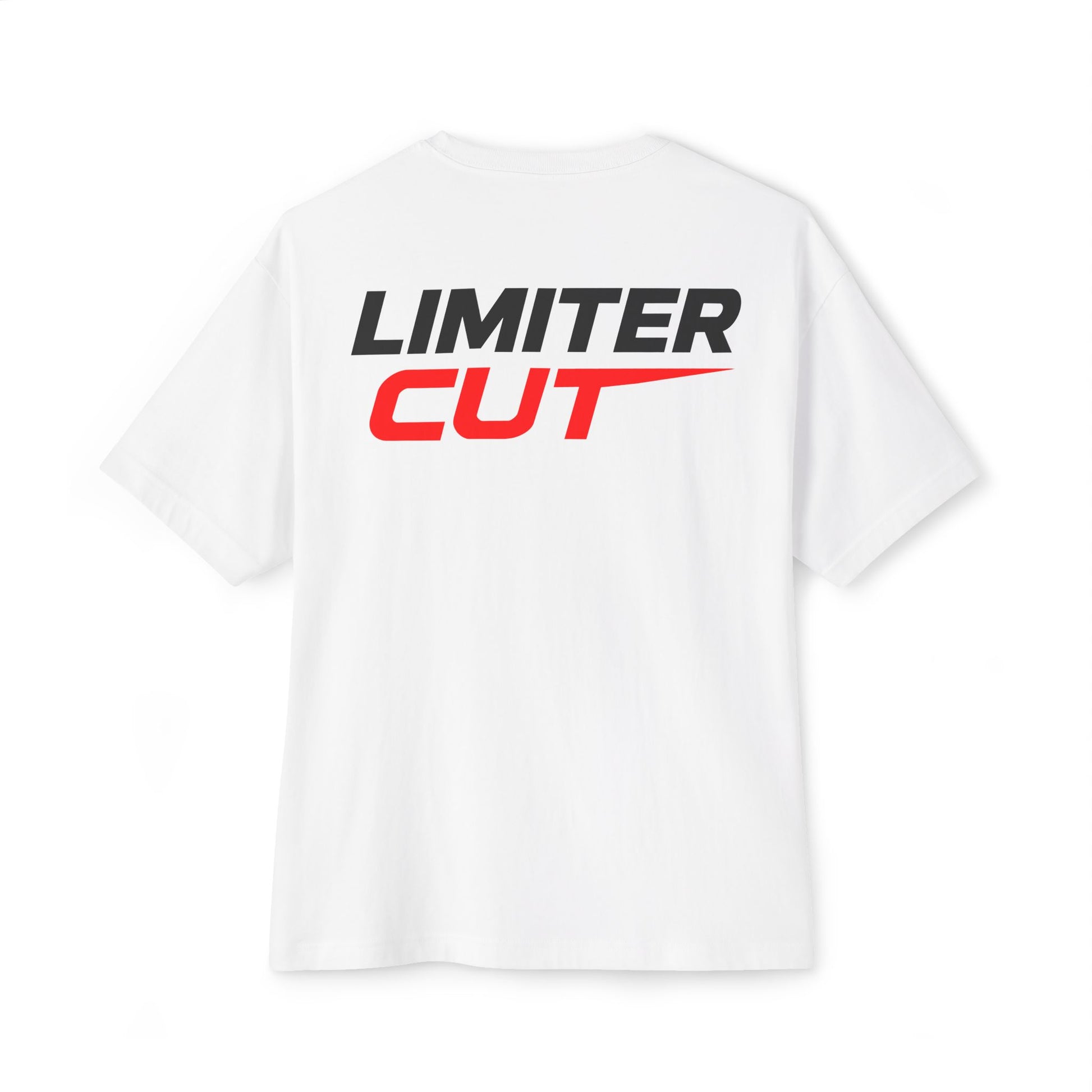 White t-shirt with 'Limiter Cut' text on a white background